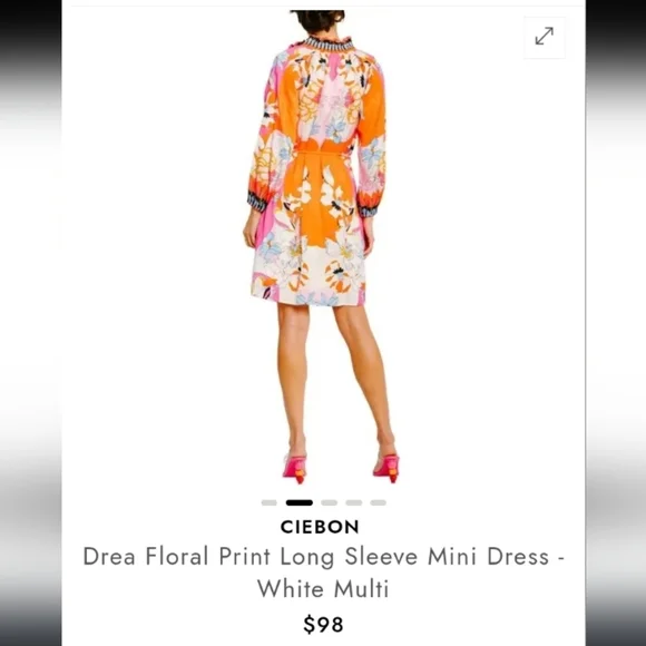 Ciebon Drea Floral Print Bohemian Keyhole Neckline Long Balloon Sleeve Mini - Picture 12 of 12